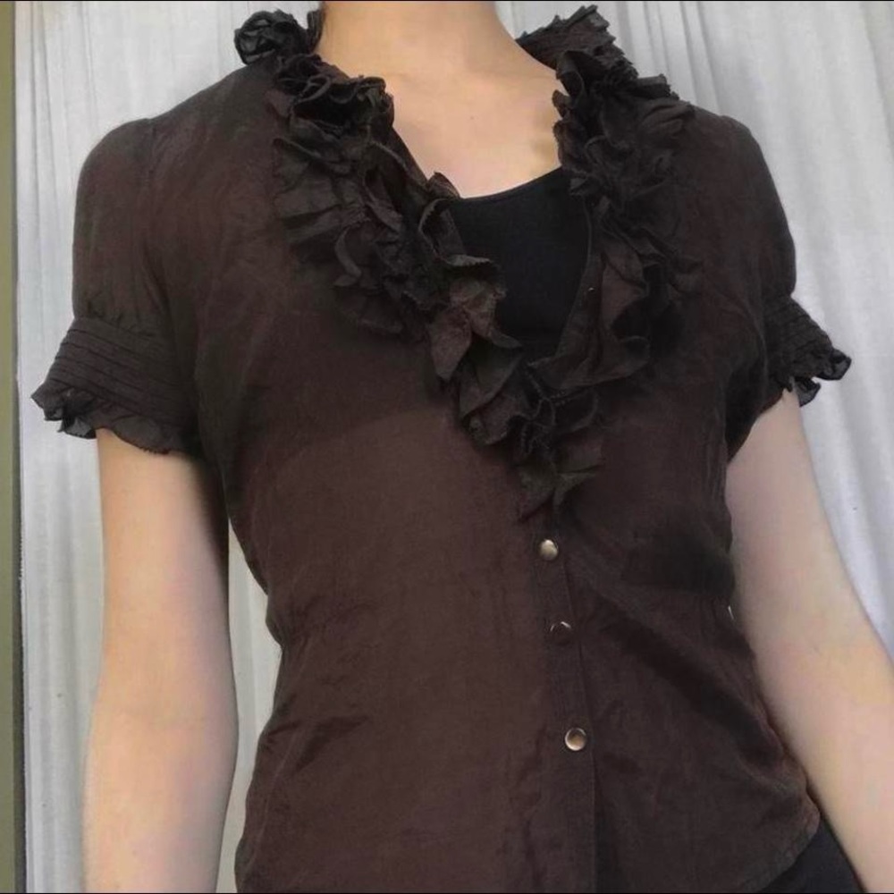 Cute brown button up blouse